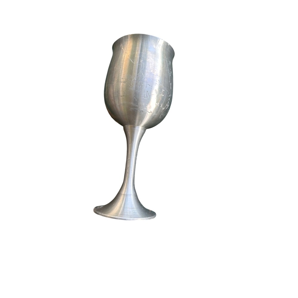 Oriental‎ Pewter Thailand Vintage Small Goblet Wine Chalice Brushed Metal 5.25in